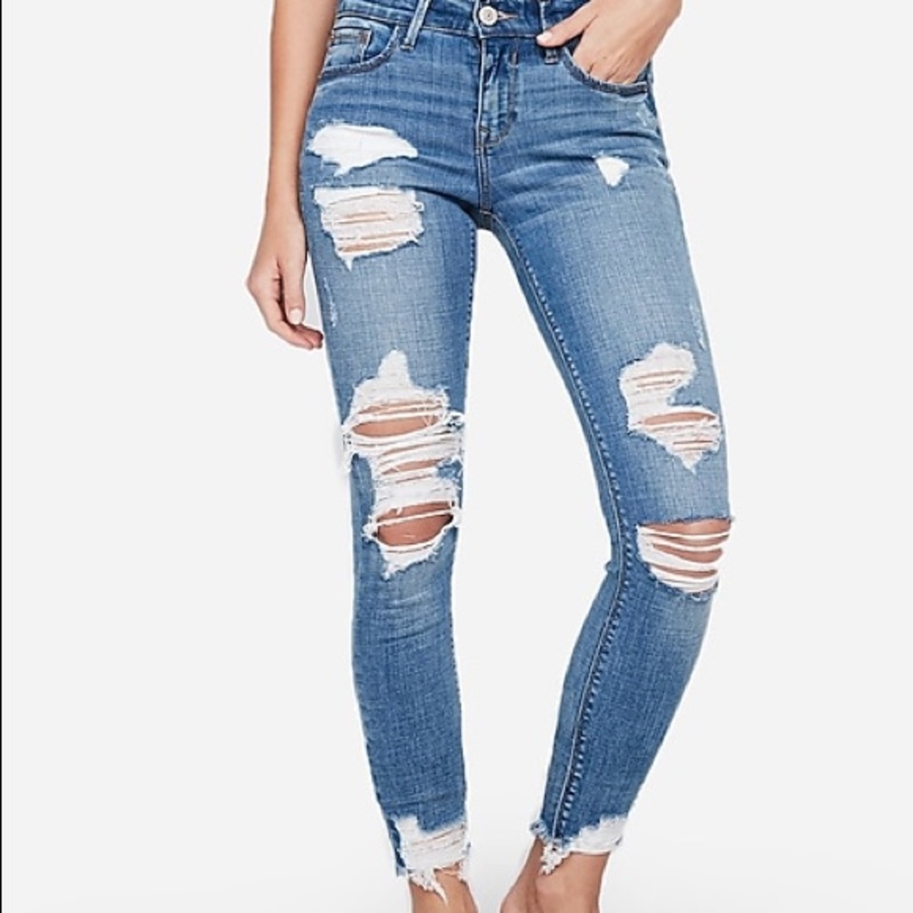 Express raw hem jeans